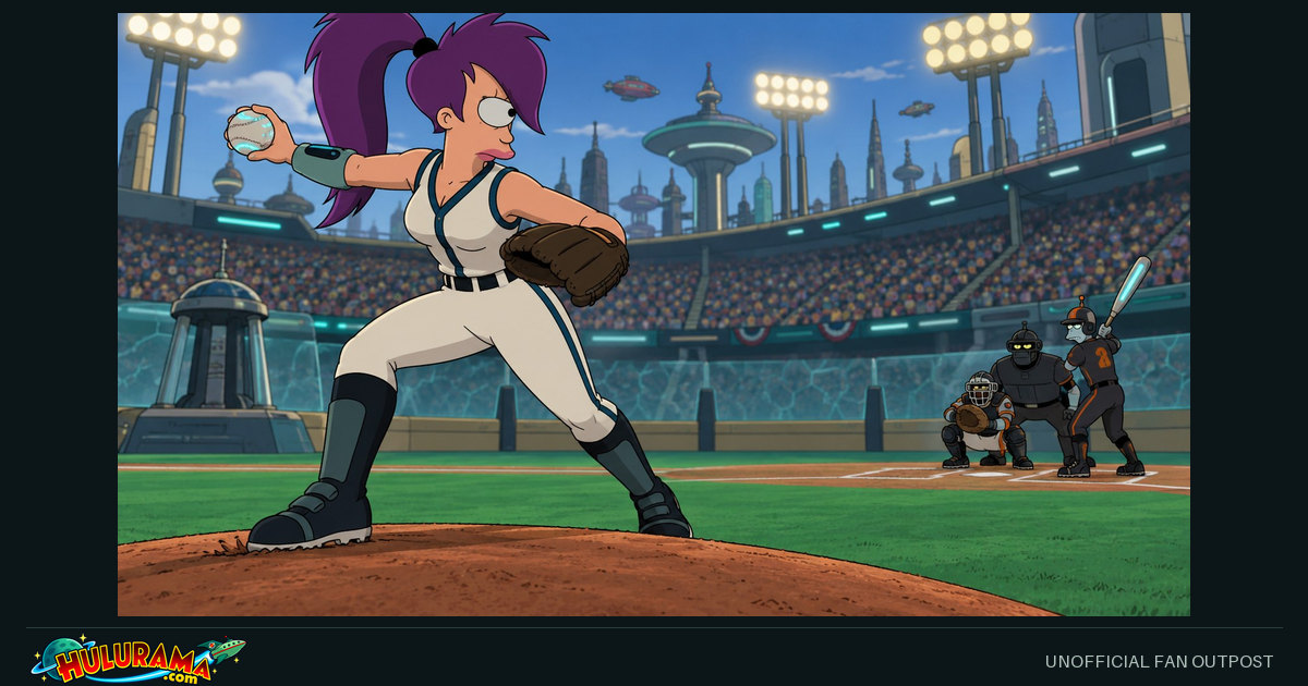Leela prepares a pitch in a futuristic stadium.