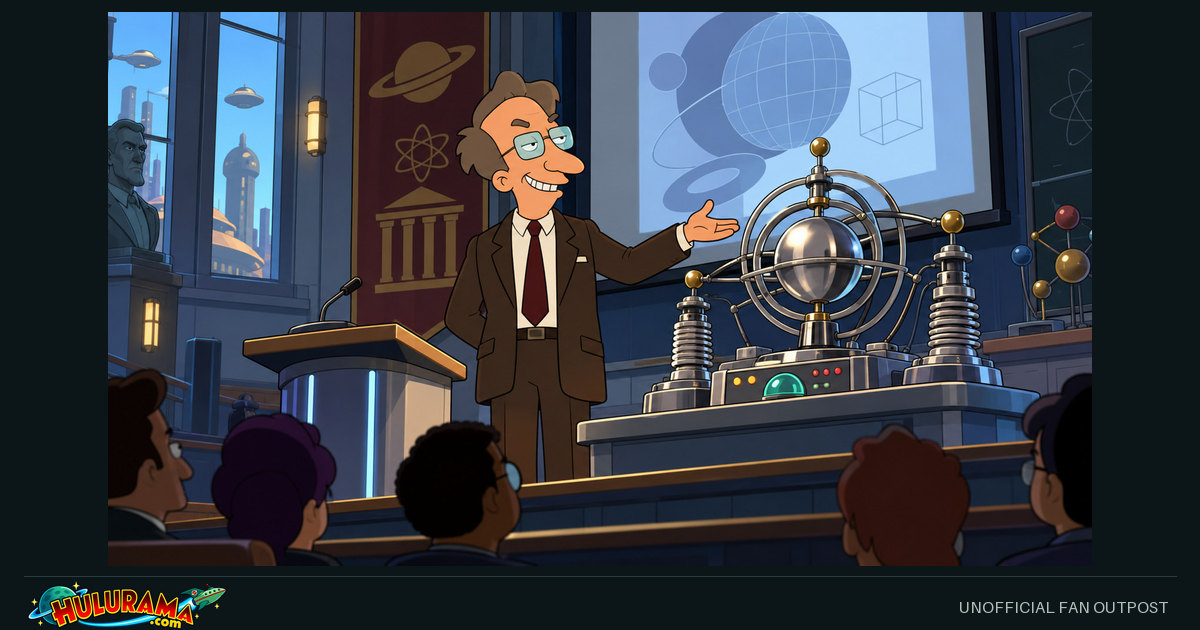 Ogden Wernstrom presents a spherical scientific device to a university audience.