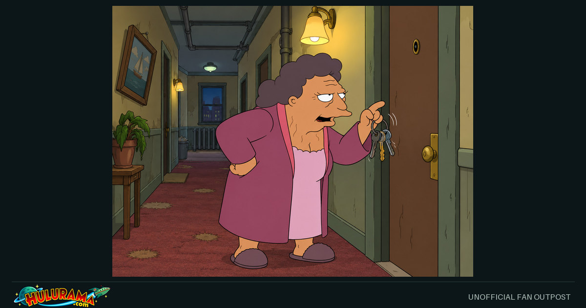 Hattie McDoogal holds a ring of keys beside an apartment door.