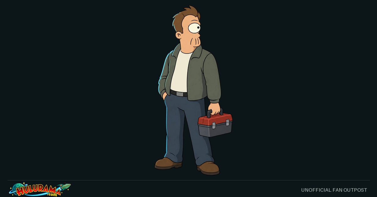 Morris stands with a closed toolbox, his single eye and vertical mouth visible.