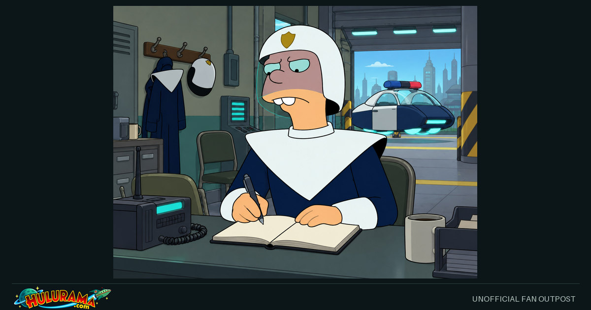 Smitty writes in a notebook at the police precinct.