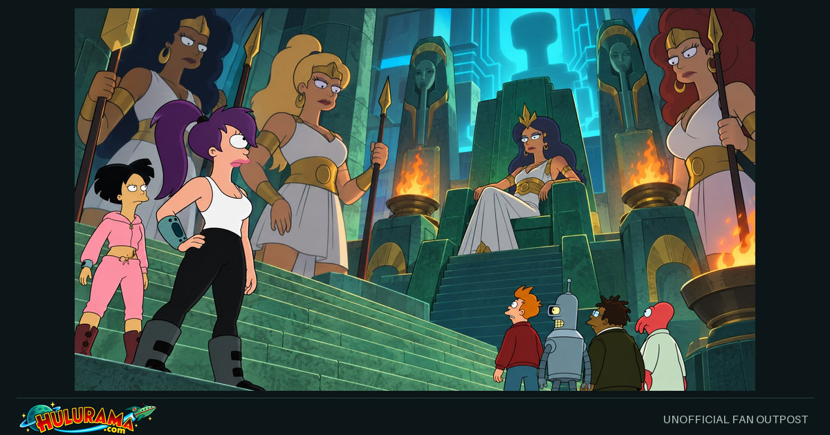 The crew faces a monumental chamber occupied by towering alien women.