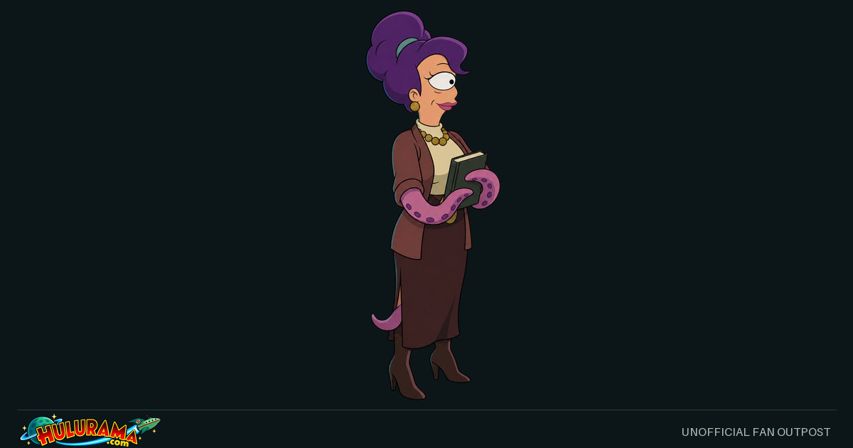 Munda holds a closed book with her purple tentacle arms.