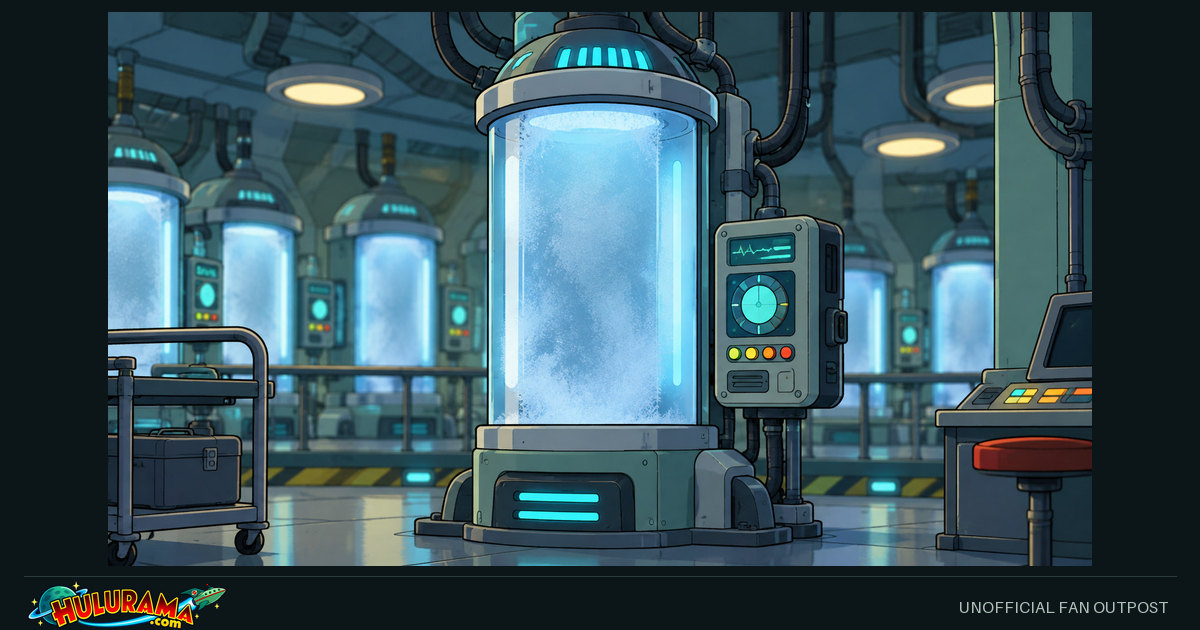 An empty frosted cylindrical chamber glows blue inside a preservation laboratory.