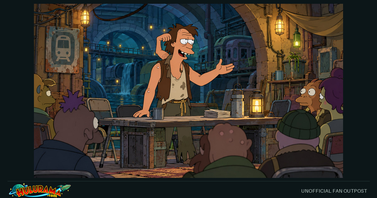 Raoul addresses a community meeting with an extra arm rising beside his head.