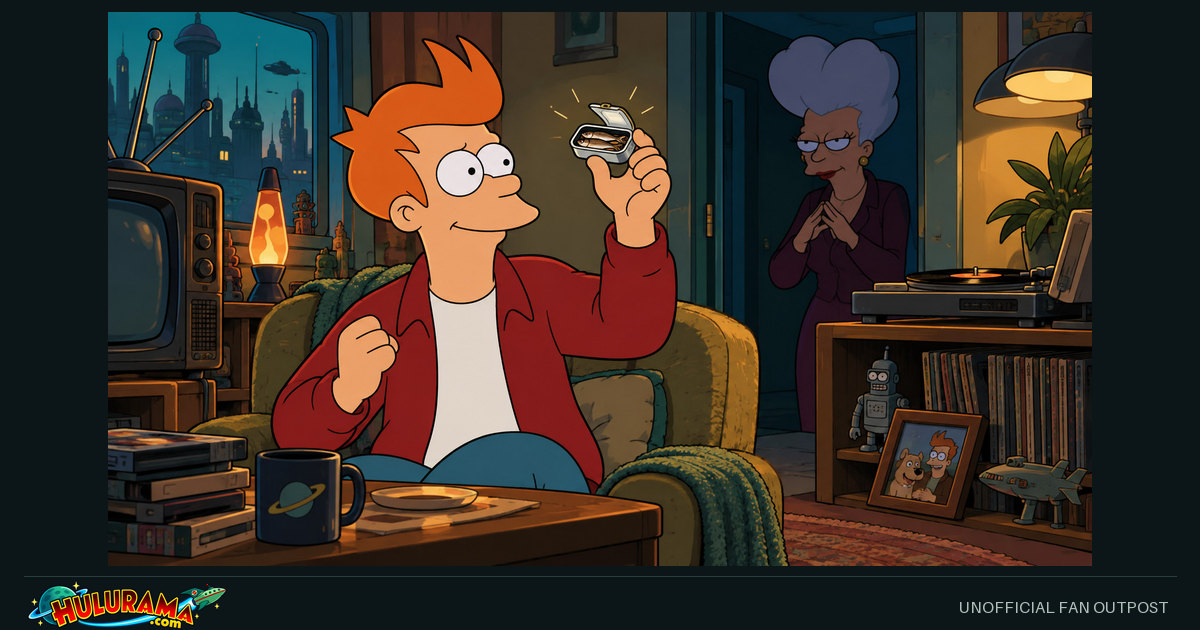 Fry admires a small tin while Mom watches from the doorway of a warmly lit room.
